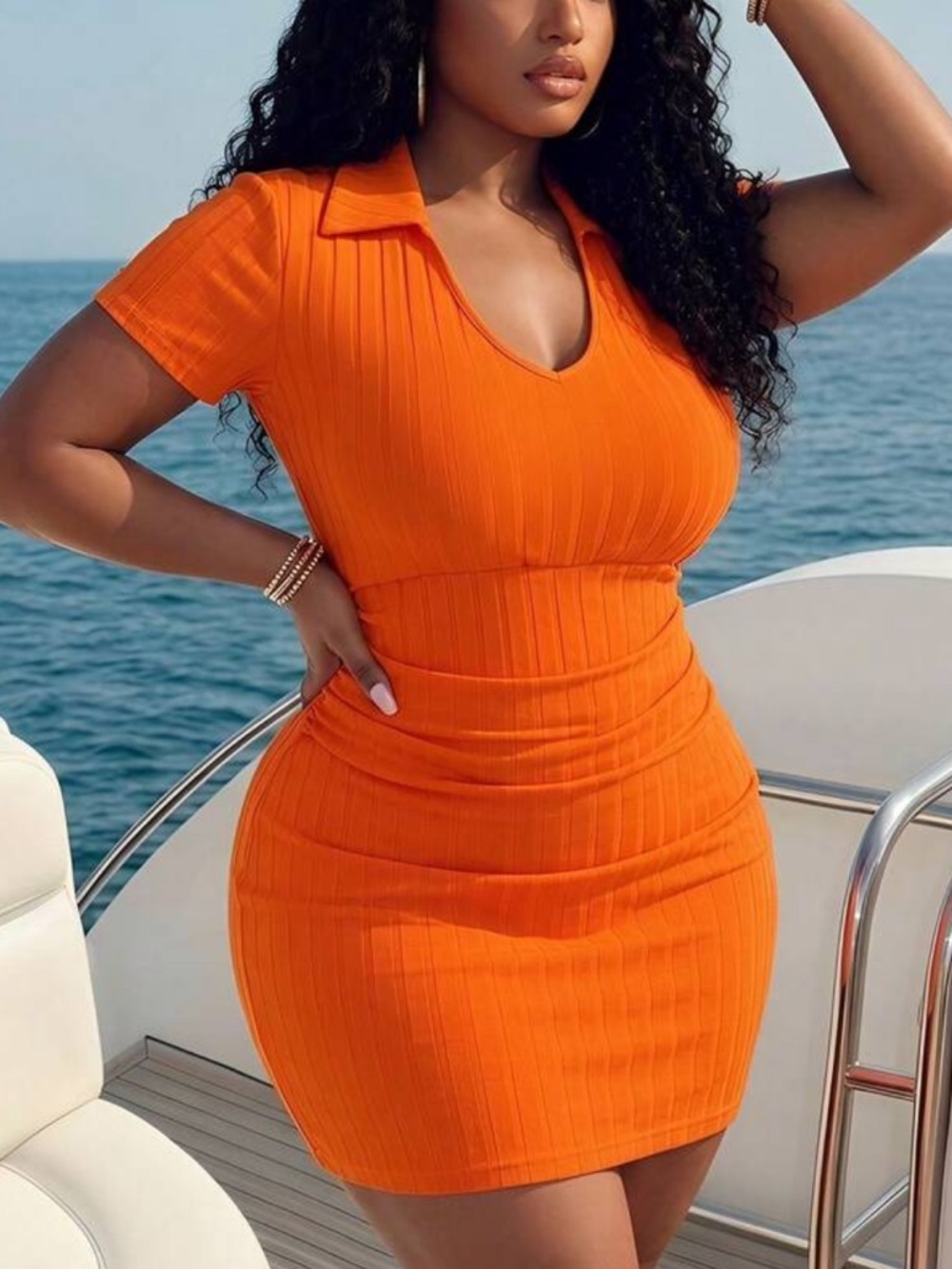Orange Polo-Style dress